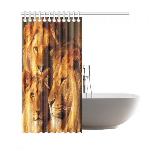 Interestprint Sunset African Landscape Home Decor Wildlife Animal Lions Polyester Fabric Shower Curtain Bathroom Sets With Hooks