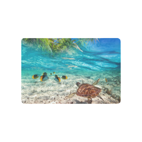 Us 29 99 Interestprint Sea Turtle Swimming At Tropical Island Anti Slip Door Mat Home Decor Palm Tree Seascape Indoor Outdoor Entrance Doormat