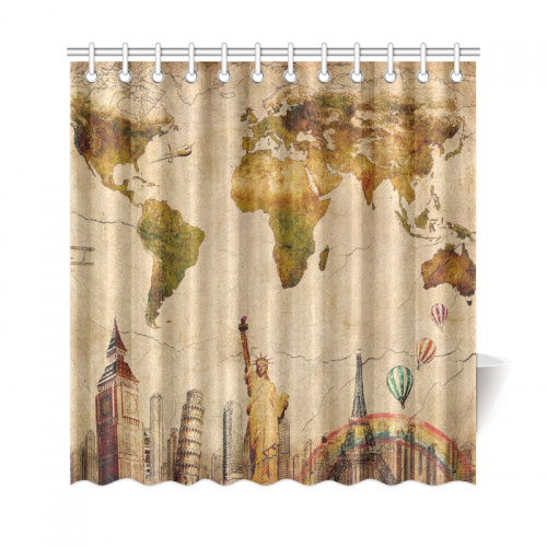 Interestprint Vintage World Map Home Decor City Landmark World