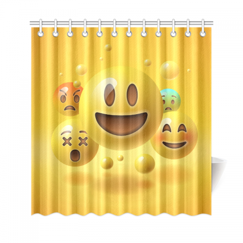 Interestprint Happy Smile Emoji Home Decor Polyester Fabric Shower Curtain Bathroom Sets