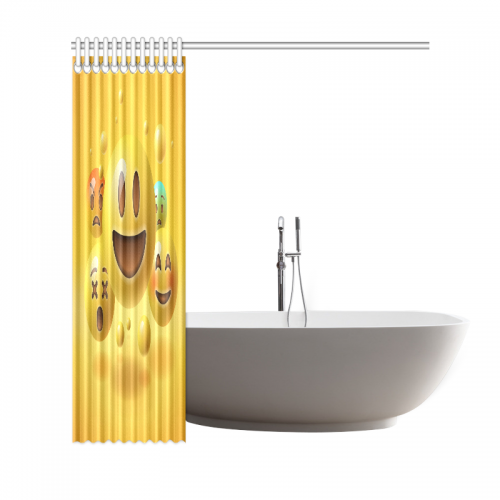 Interestprint Happy Smile Emoji Home Decor Polyester Fabric Shower Curtain Bathroom Sets