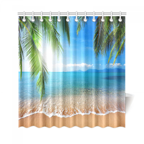 Interestprint Tropical Beach Palm Custom Shower Curtain Polyester