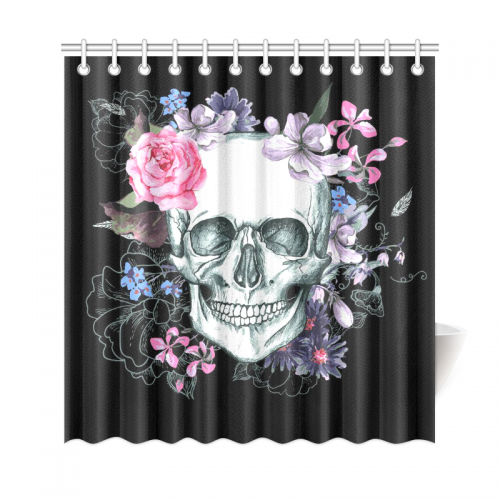 Interestprint Sugar Skull Flowers Day Of The Dead Custom Home Decor Polyester Fabric Shower Curtain Bathroom Sets