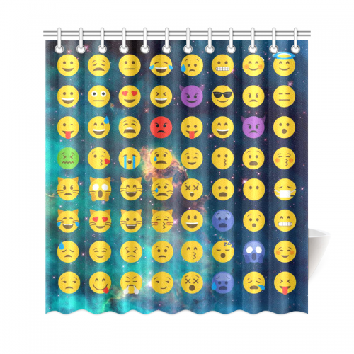 Interestprint Emoji Galaxy Custom Home Decor Polyester Fabric Shower Curtain Bathroom Sets