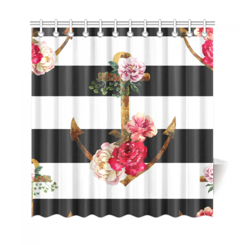 Interestprint Nautical Navy Ocean Ship Stripes Anchor Flower Home