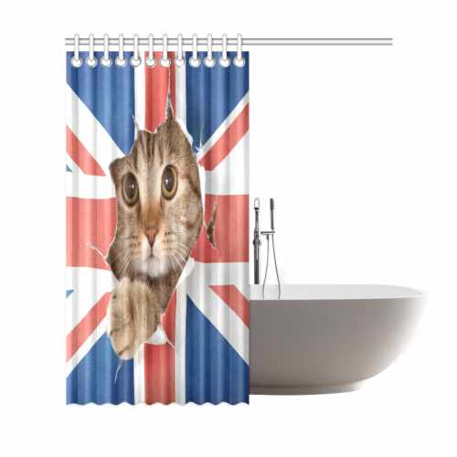 Interestprint Uk Union Jack Cat Kitten Polyester Fabric Shower