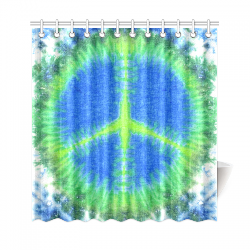 Interestprint Peace Sign Home Decor Tie Dye Colorful Rainbow Polyester Fabric Shower Curtain Bathroom Sets