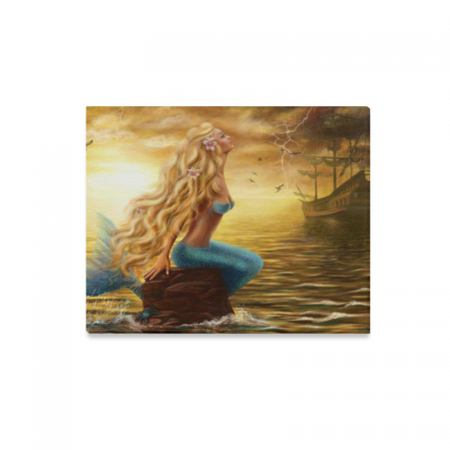 Interestprint Mermaid Tail Pirate Ship Canvas Wall Art Print Painting Wall Hanging Artwork For Home Decoration
