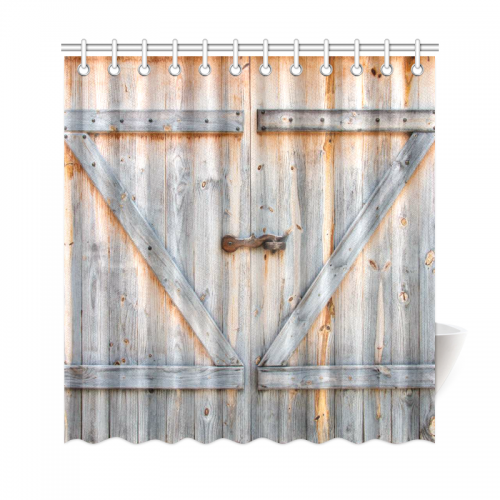 Interestprint Fabric Shower Curtain Country Decor Old Wooden