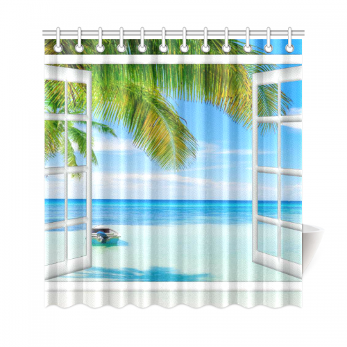 Interestprint Ocean Shower Curtain Decor Tropical Palm Trees On